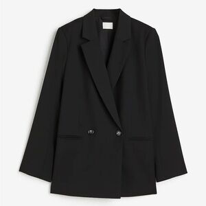 H&M Oversized Double-Breasted Blazer Black Size Women's Large